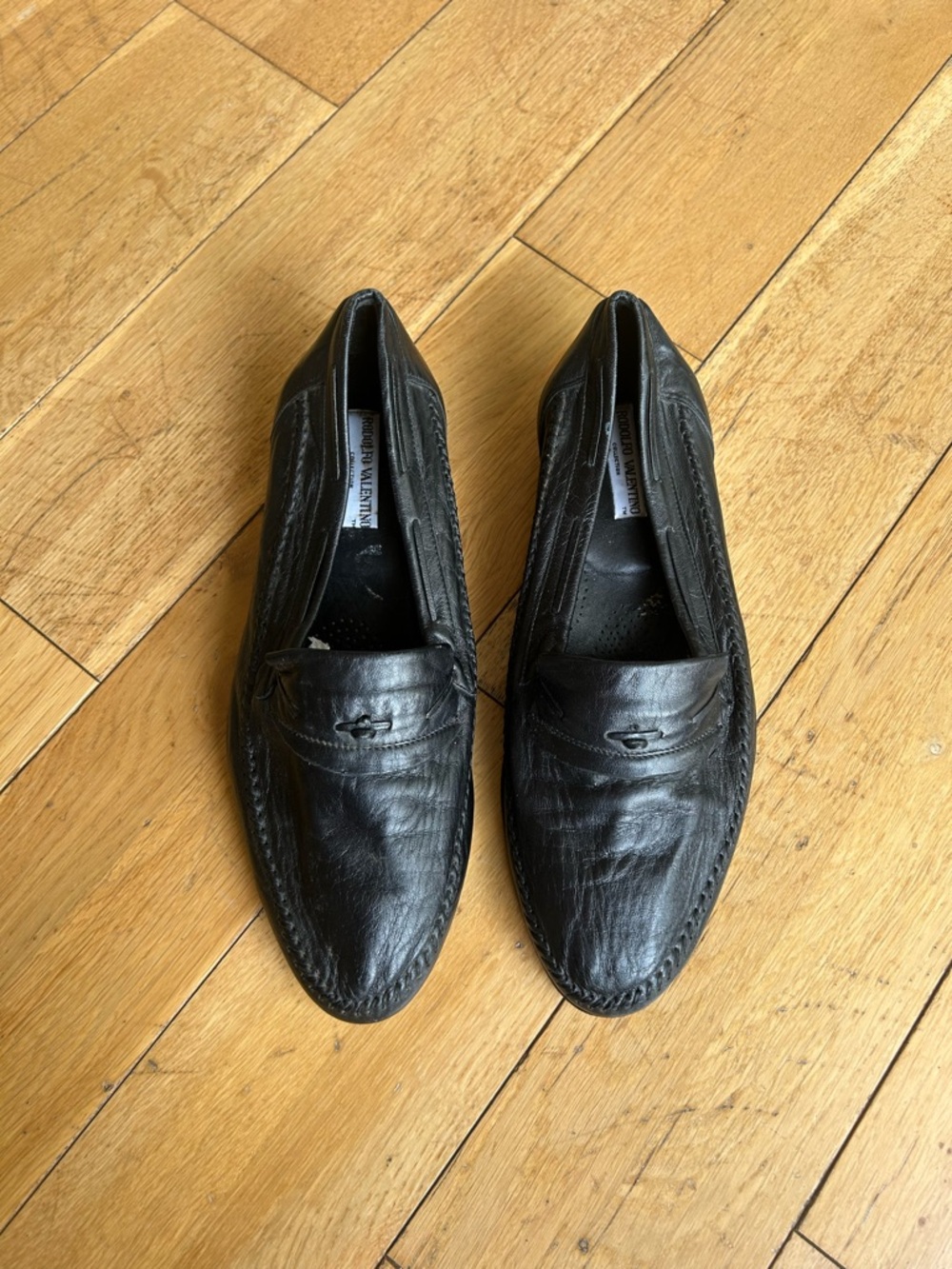 Black Leather Men’s Slip-On Loafers - Classic Penny Design